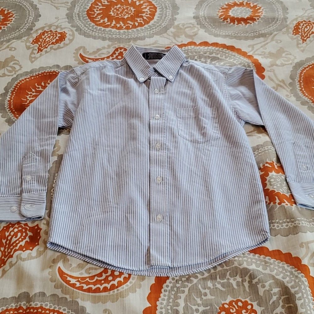 Boys Blue & White Striped Button Down - size 8